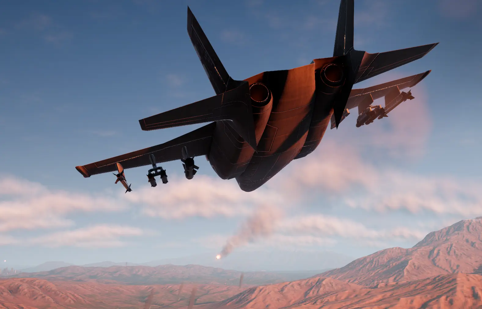 Bottom view of a TA-30 jet after it had fired its missile at a target